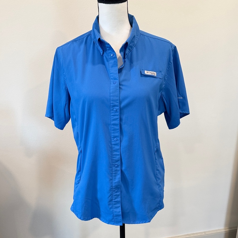 Columbia Women's PFG Tamiami II Shirt in Vivid Blue Size Large